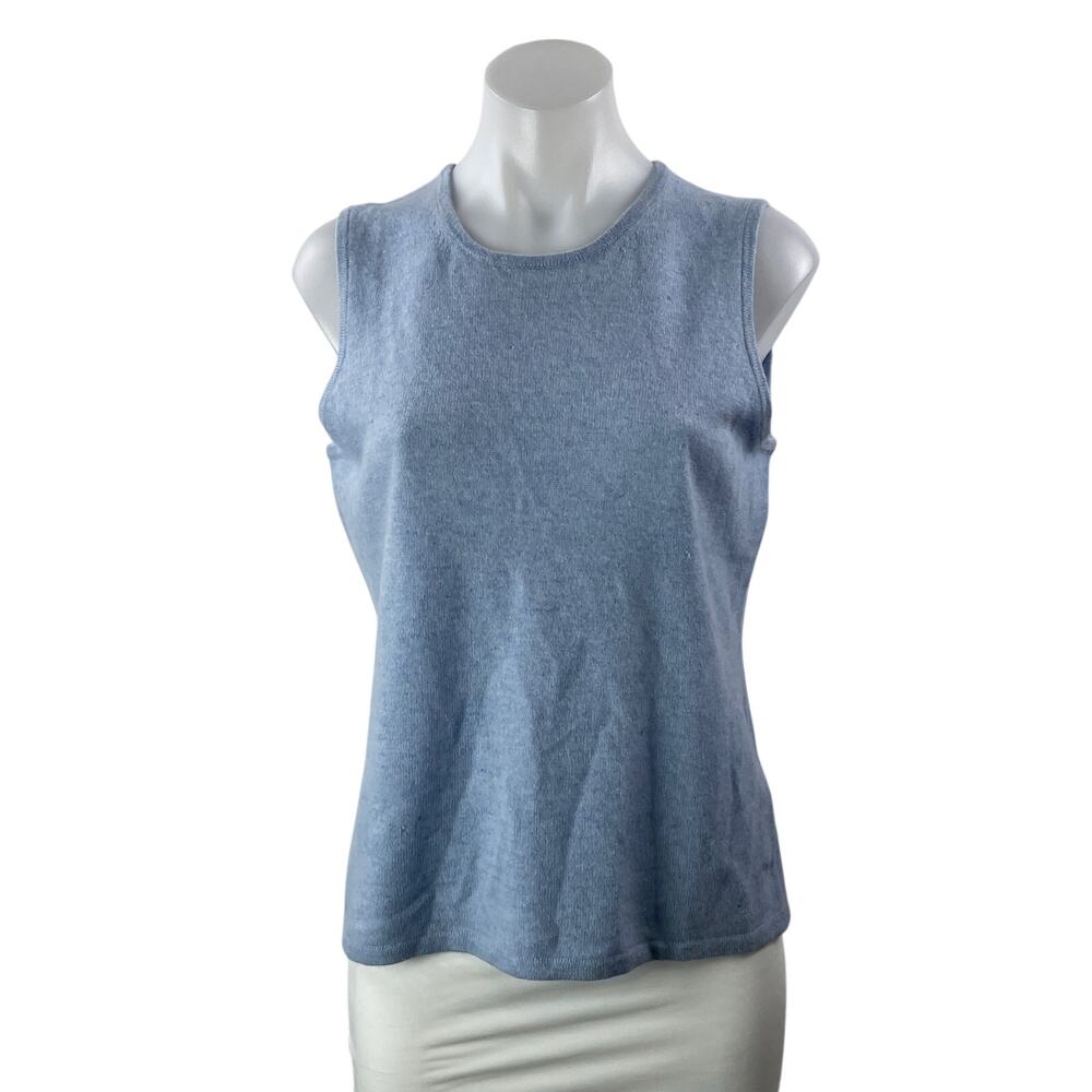 Lord & Taylor Two Ply Cashmere Women's Light Blue Sleeveless Sweater Tank Top L
